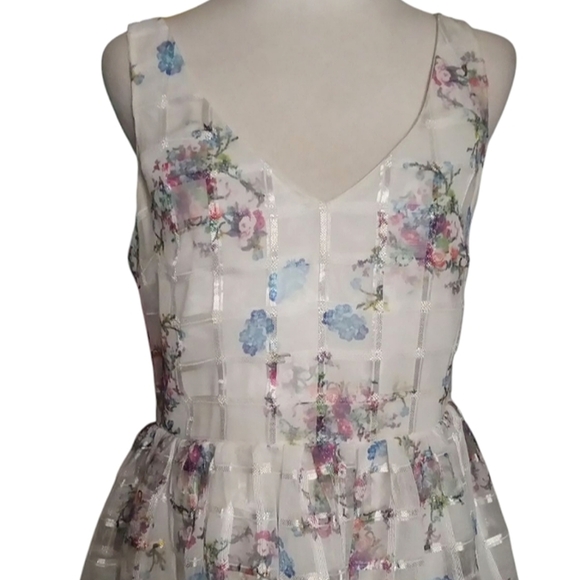 Anthropologie Maeve Peony Garden Dress Floral Fit & Flare Midi Length Size 10 - Picture 5 of 11